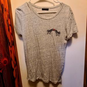 Gray J crew kissing zebra tee shirt